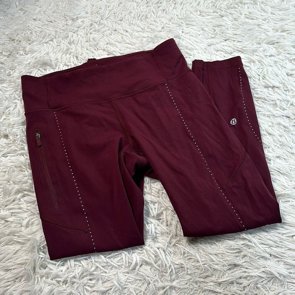 Lululemon Extra Mile Crop (Reflective 23") Garnet